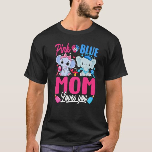 Roze of blauwe moeder houdt van je geslacht om je  t-shirt (Voorkant)