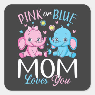 Roze of blauwe moeder houdt van je olifant Baby Vierkante Sticker