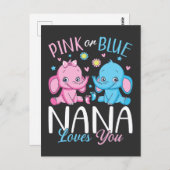 Roze Of Blauwe Nana Houdt Van Jou Olifant Baby Briefkaart (Voorkant / Achterkant)