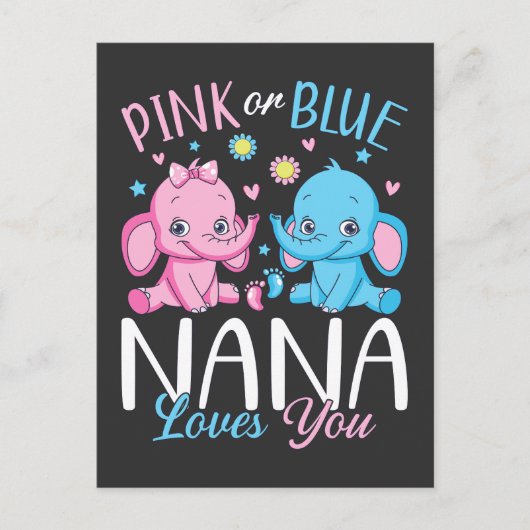 Roze Of Blauwe Nana Houdt Van Jou Olifant Baby Briefkaart (Voorkant)