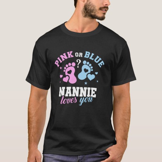 Roze of blauwe nannie houdt van je geslacht t-shirt (Voorkant)