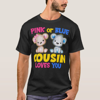 Roze of blauwe neef houdt van je Baby shower sekse T-shirt