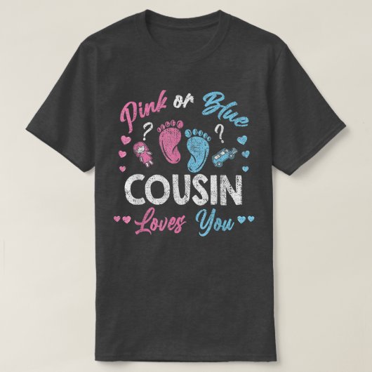 Roze of blauwe neef houdt van je geslacht om vinta t-shirt (Design voorkant)