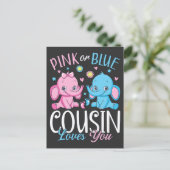 Roze of blauwe neef houdt van je olifant Baby Briefkaart (Staand voorkant)