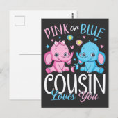 Roze of blauwe neef houdt van je olifant Baby Briefkaart (Voorkant / Achterkant)