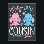 Roze of blauwe neef houdt van je olifant Baby Briefkaart<br><div class="desc">Roze of Blauwe neef houdt van je Gifts Elephant Baby Gender Onthullen Grappig Crew Graphic Design Gift Standaard Briefkaart Classic Collectie.</div>