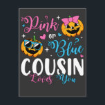 Roze Of Blauwe Neef Of Niece Houdt Van Jou Pompoen Briefkaart<br><div class="desc">Roze Of Blauwe Neef Of Niece Houdt Van Jou Cadeaus Pompoen Baby Geslacht Reveal Grappig Bemanning Grafisch ontwerp Ansichtkaart Klassieke Collectie.</div>