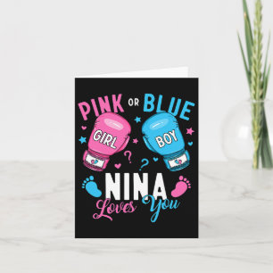 Roze of Blauwe Nina houdt van je boksen Geslacht o Kaart