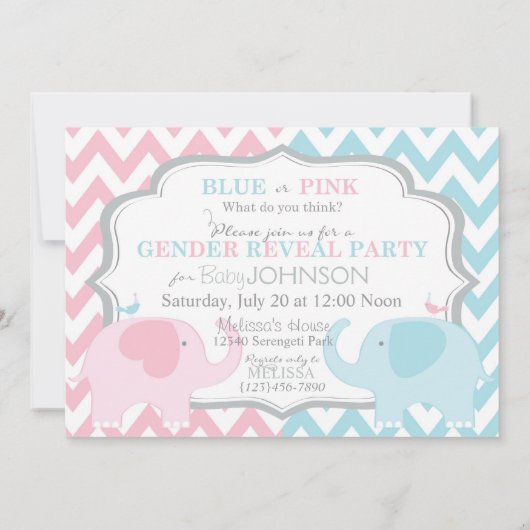 Roze of blauwe olifanten en vron gender onthullen kaart (Achterkant)