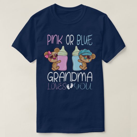 Roze of blauwe oma houdt van je als ik geslacht be t-shirt (Design voorkant)