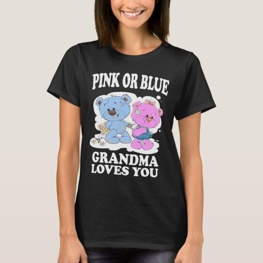 Roze of blauwe oma houdt van je gender onthulling t-shirt (Voorkant)