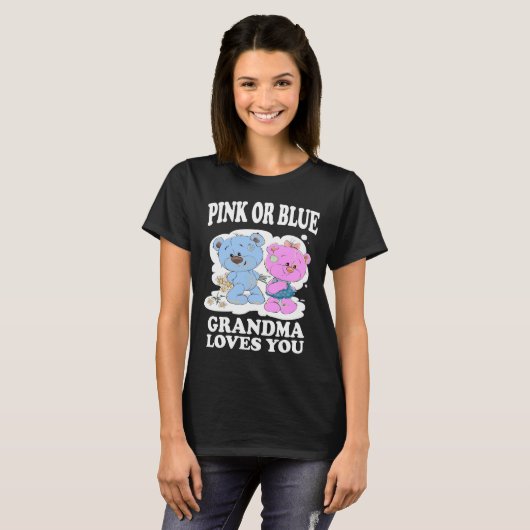Roze of blauwe oma houdt van je gender onthulling t-shirt (Voorkant volledig)