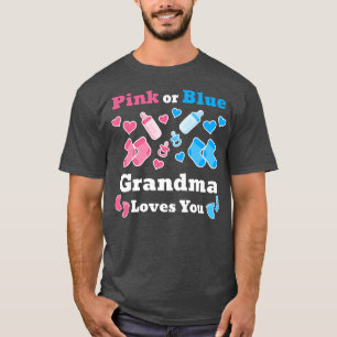 Roze of blauwe oma houdt van je geslacht om Baby t T-shirt