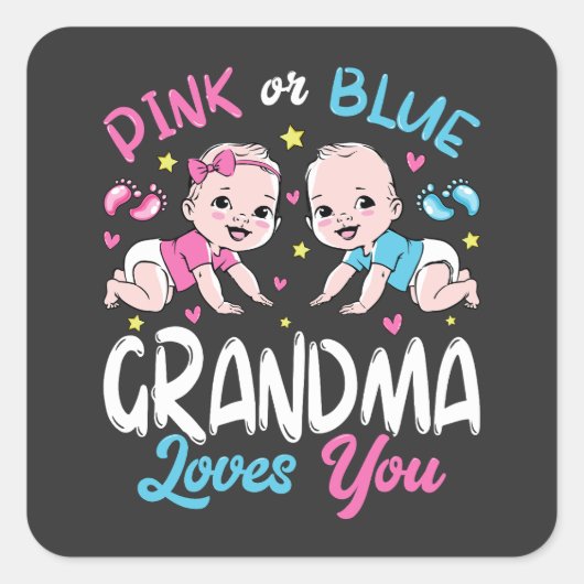 Roze of blauwe oma houdt van je vierkante sticker (Voorkant)