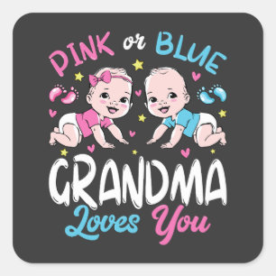 Roze of blauwe oma houdt van je vierkante sticker