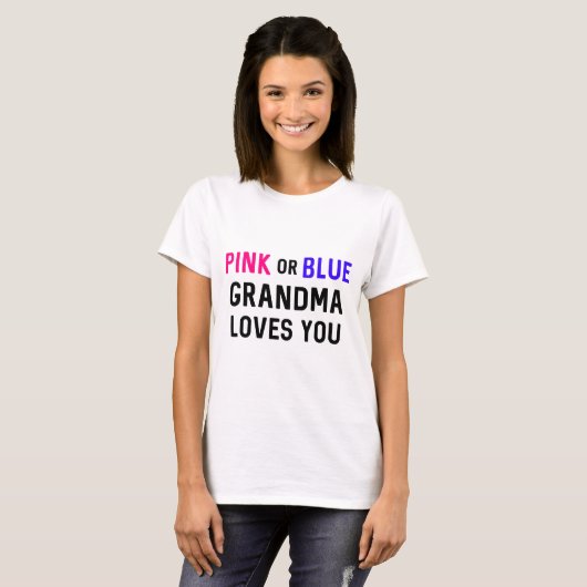Roze of blauwe oma houdt van u // Gender onthullin T-shirt (Voorkant volledig)
