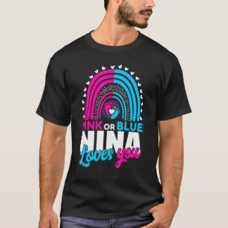 Roze of blauwe oma Nina houdt van je geslacht T-shirt