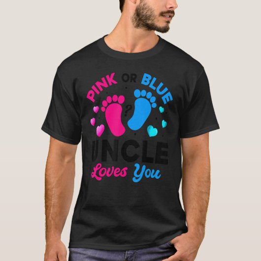 Roze of blauwe oom houdt van je gender onthulling t-shirt (Voorkant)