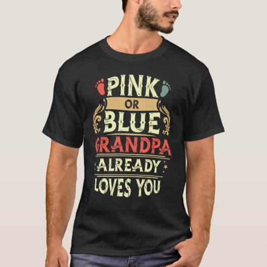 Roze of blauwe opa houdt al van je Retro T-shirt (Voorkant)