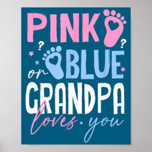 Roze of blauwe opa houdt van geslacht onthulling n poster