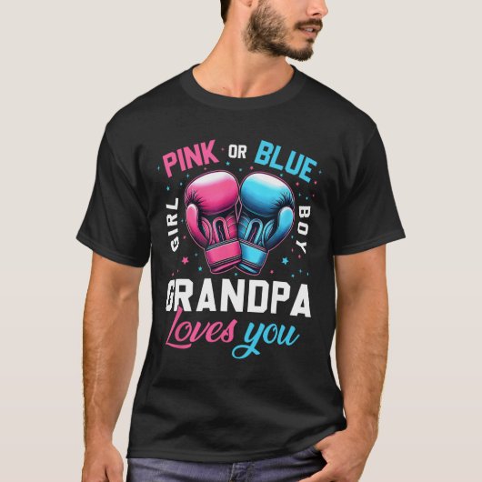 Roze of blauwe opa houdt van je boksen gender reve t-shirt (Voorkant)