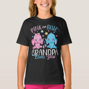 Roze of blauwe opa houdt van je olifant baby meisj t-shirt