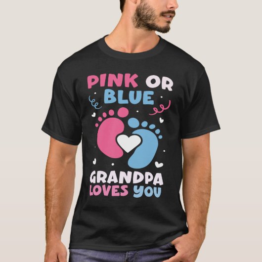 Roze of blauwe opa houdt van je opa Baby Gende T-shirt (Voorkant)