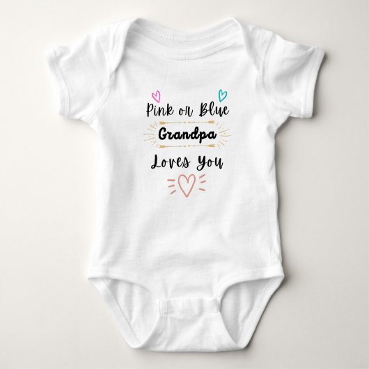 Roze of blauwe opa houdt van u, baby quote romper (Voorkant)