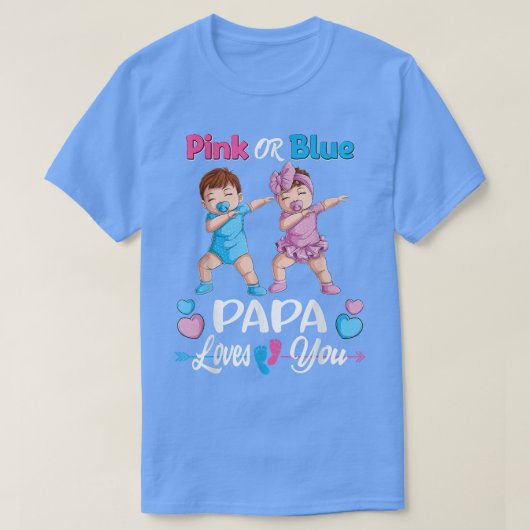 Roze of blauwe papa houdt van je Baby T-shirt (Design voorkant)