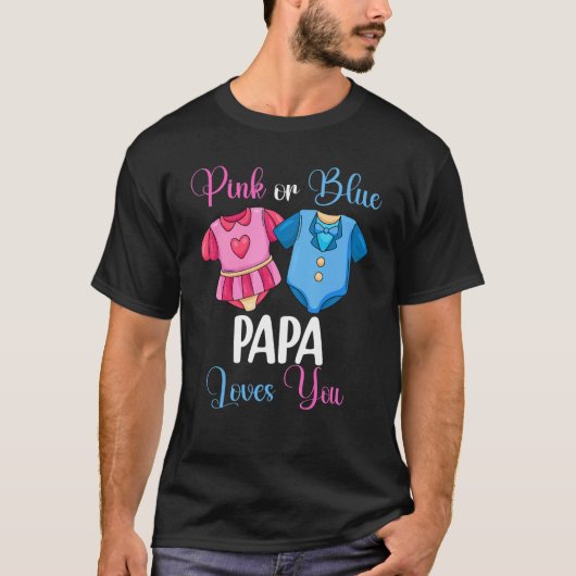 Roze of blauwe papa houdt van je geslacht om Baby T-shirt (Voorkant)