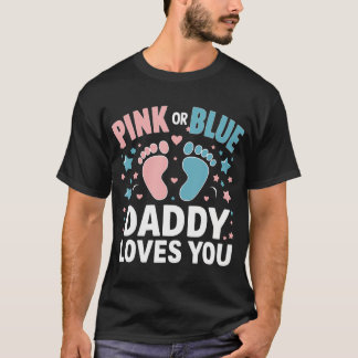 Roze of blauwe papa houdt van je geslacht t-shirt