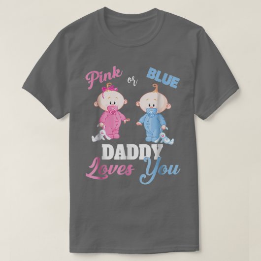 Roze of blauwe papa houdt van je geslacht t-shirt (Design voorkant)