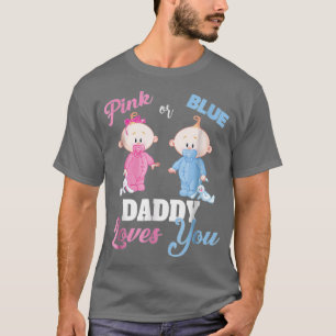 Roze of blauwe papa houdt van je geslacht t-shirt