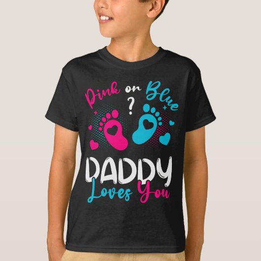 Roze of blauwe papa houdt van je jongen t-shirt (Voorkant)