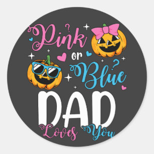 Roze of blauwe papa houdt van je pompoen Baby Ronde Sticker
