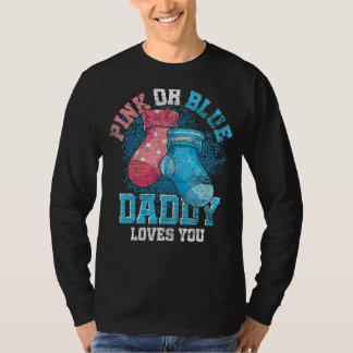 Roze of blauwe papa houdt van je toekomstige vader t-shirt