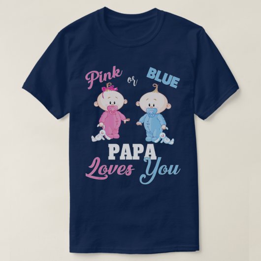 Roze of blauwe papa houdt van jeGender onthulling T-shirt (Design voorkant)