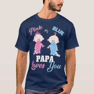 Roze of blauwe papa houdt van jeGender onthulling T-shirt