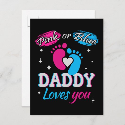 Roze of Blauwe, Papa houdt van Jou Aankondigingskaart (Voorkant / Achterkant)