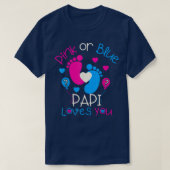 Roze of blauwe papi houdt van je Baby Pa openbaart T-shirt (Design voorkant)