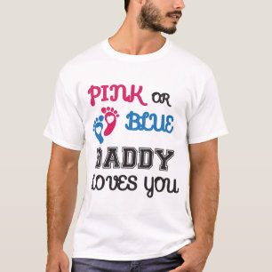 Roze of Blauwe pappa Loves, sekse onthulling T-shirt