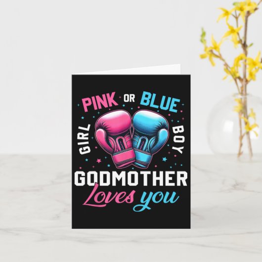 Roze of blauwe peetmoeder houdt van je boksen gend kaart (Gele Bloem)