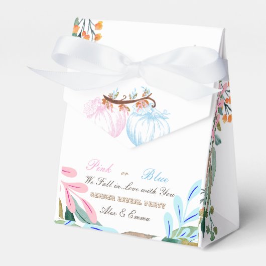 Roze of Blauwe Pompoen Geslacht onthullen Uitnodig Bedankdoosjes (Voorkant Zijde)