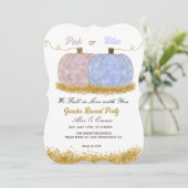 Roze of Blauwe Pompoen Geslacht onthullen Uitnodig Kaart (Staand voorkant)