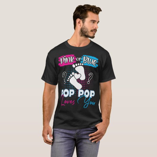 Roze of blauwe Pop Pop houdt van je Zwangerschap G T-shirt (Voorkant volledig)