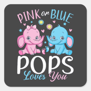 Roze of blauwe Poppen houdt van je olifant Baby Vierkante Sticker