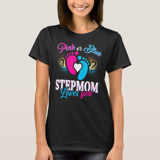 Roze of Blauwe Stepmamma houdt van je T-shirt Gesl (Voorkant)