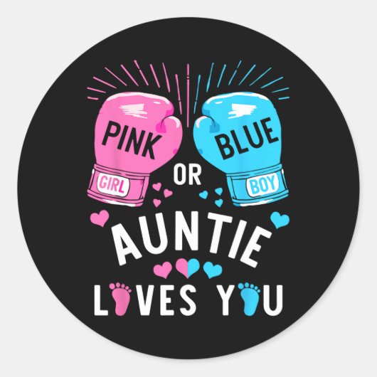 Roze of blauwe tante houdt van je boksen geslacht  ronde sticker (Voorkant)