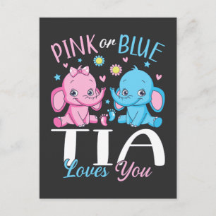 Roze Of Blauwe Tia Loves You Olifant Baby Briefkaart