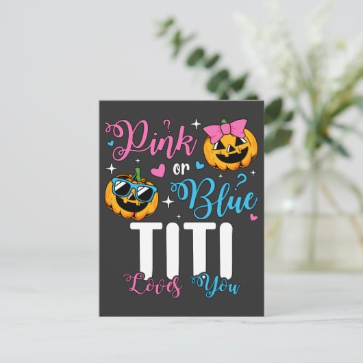 Roze Of Blauwe Titi Loves You Pompoen Baby Briefkaart (Staand voorkant)